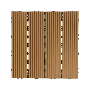 10-Pack Teak Prefinished Pressure Treated Composite Deck Tile T726915817