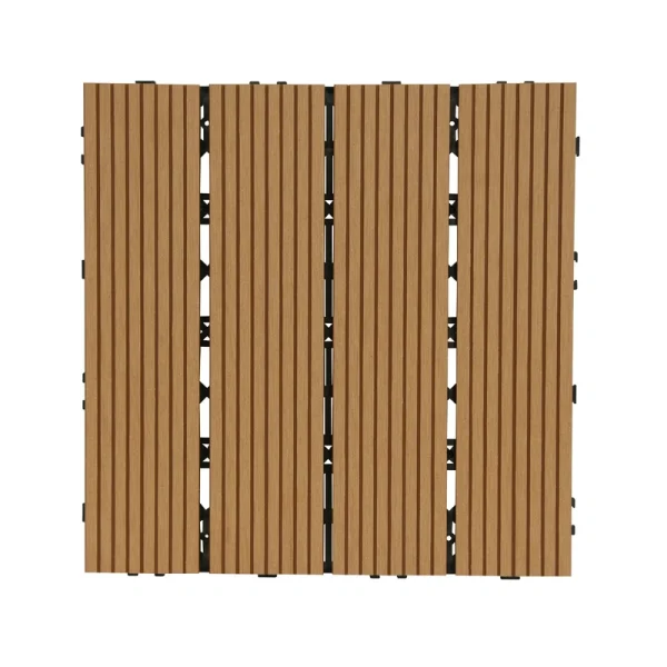10-Pack Teak Prefinished Pressure Treated Composite Deck Tile T726915817