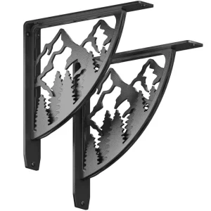 12 in. L Black Iron Heavy Duty Shelf Bracket (2-Pack) T726935617