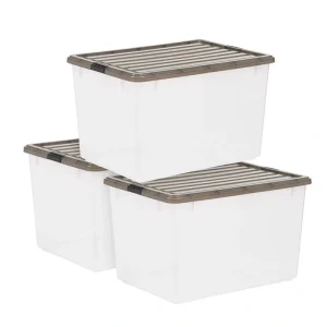 144 Qt. Plastic Storage Bin with Buckles in Clear (3-Pack) T726935634