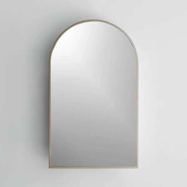 18-in x 30-in Surface Mount Gold Mirrored Arched Medicine Cabinet