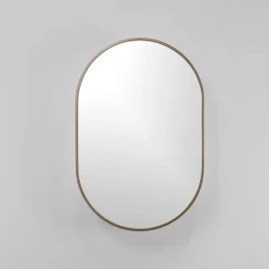 20-in x 30-in Surface Mount Gold Mirrored Oval Medicine Cabinet