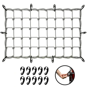 20 in. x 36 in. Heavy-Duty Gray Bungee Cargo Net – Stretches to 42 in. x 74 in. T726935651