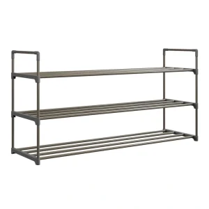 21.2 H 15-Pair 3-Tier Gray Plastic Shoe Rack T726935655