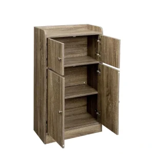 23.6 in. W x 10.6 in. D x 39.3 in. H in Dark Oak Wood Ready to Assemble Floor Kitchen Cabinet Door Cupboard Sideboard