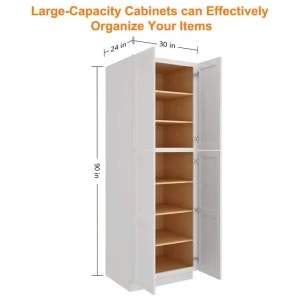 30 in. W x 24 in. D x 90 in. H in Shaker Dove Plywood Ready to Assemble Floor Wall Pantry Kitchen Cabinet