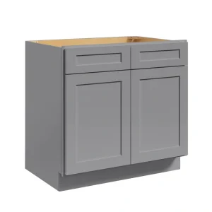 36 in. W. x 24 in. D x 34.5 in. H in Shaker Grey Plywood Ready to Assemble Sink Base Cabinets with Shelf
