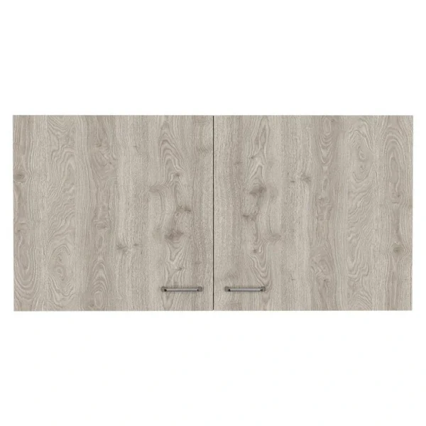39.3 in. W x 12.6 in. D x 19.3 in. H White and Light Oak Ready to Assemble Wall Kitchen Cabinet Double Doors