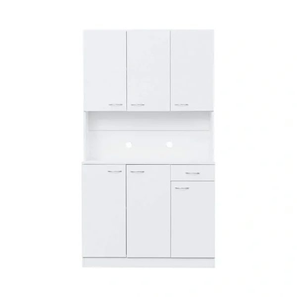 39.37-in W x 15.35-in D x 70.87-in H in White MDF Ready to Assemble Floor Base Kitchen Cabinet with 6-Doors