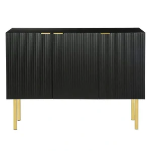47 in. W x 17 in. D x 37 in. H in Black Particle Board Assemble Upper Pantry Kitchen Cabinet with Gold Metal Legs