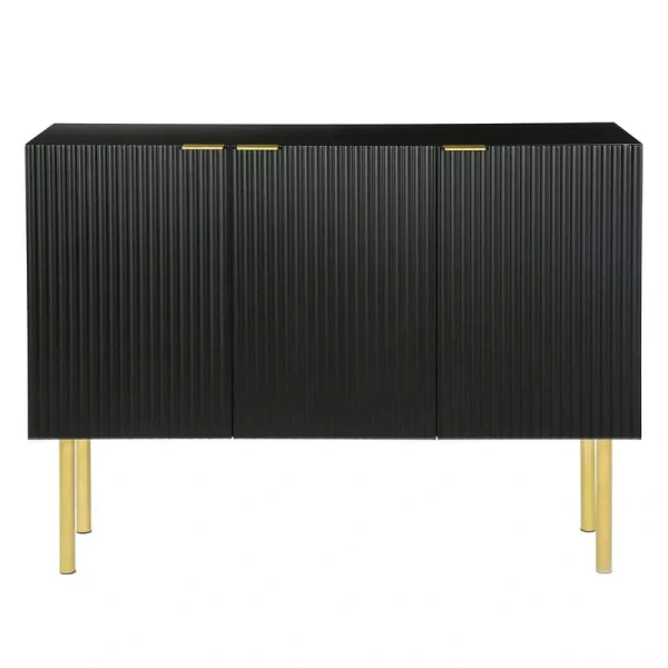 47 in. W x 17 in. D x 37 in. H in Black Particle Board Assemble Upper Pantry Kitchen Cabinet with Gold Metal Legs
