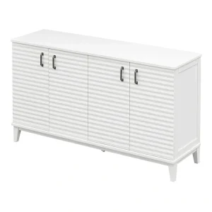 60 in. W x 18 in. D x 36 in. H MDF Ready to Assemble Floor Kitchen Cabinet in White with 4 Doors