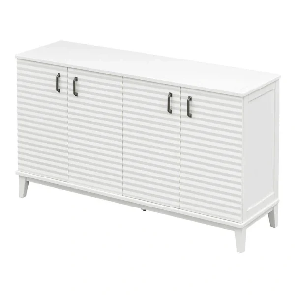 60 in. W x 18 in. D x 36 in. H MDF Ready to Assemble Floor Kitchen Cabinet in White with 4 Doors
