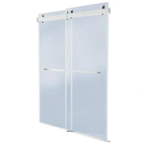 60 in. W x 76 in. H Frameless Double Sliding Soft-Close Shower Door in Black with Explosion Proof Film Tempered Glass