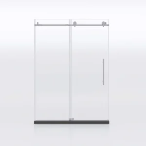 60 in. W x 76 in. H Sliding Frameless Shower Door in BrushedNickel Finish with Clear Glass