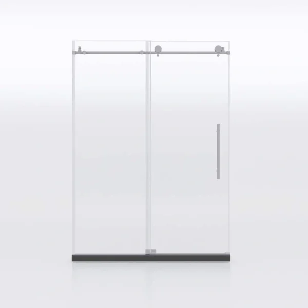 60 in. W x 76 in. H Sliding Frameless Shower Door in BrushedNickel Finish with Clear Glass