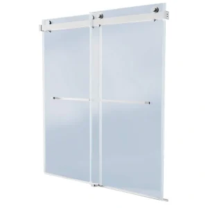 72 in. W x 76 in. H Frameless Double Sliding Soft-Close Shower Door in Black with Explosion Proof Film Tempered Glass