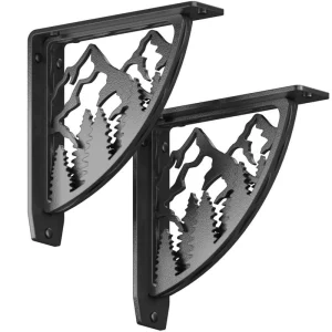 8 in. L Black Iron Heavy Duty Shelf Bracket (2-Pack) T726937043