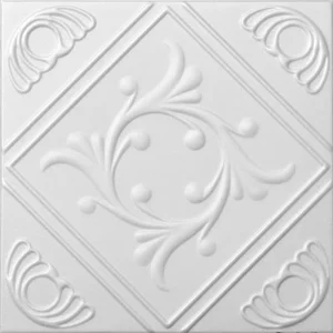 A La Maison Ceilings 1.67-ft x 1.67-ft Diamond Wreath Plain White Polystyrene Surface-mount Ceiling Tile (8-Pack, 21.6-sq ft / Case)