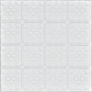 A La Maison Ceilings 1.67-ft x 1.67-ft Emma’s Flowers Plain White Polystyrene Surface-mount Ceiling Tile (8-Pack, 21.6-sq ft / Case)