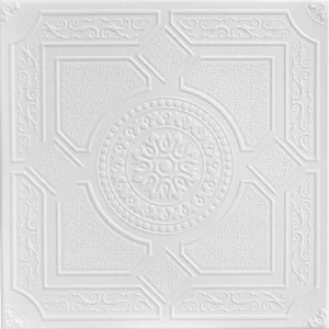 A La Maison Ceilings 1.67-ft x 1.67-ft Kensington Gardens Plain White Polystyrene Surface-mount Ceiling Tile (8-Pack, 21.6-sq ft / Case)