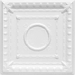 A La Maison Ceilings 1.67-ft x 1.67-ft Romanesque Wreath Plain White Polystyrene Surface-mount Ceiling Tile (8-Pack, 21.6-sq ft / Case)