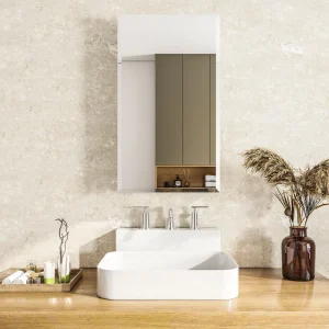 AAZJ 15-in x 26-in Surface/Recessed Mount Polished Mirrored Soft Close Medicine Cabinet