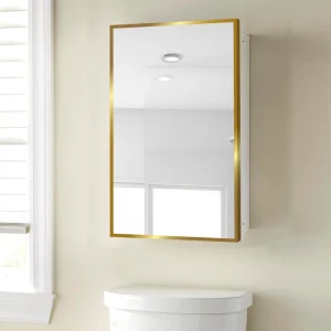 AAZJ 16-in x 28-in Surface/Recessed Mount White Mirrored Soft Close Medicine Cabinet