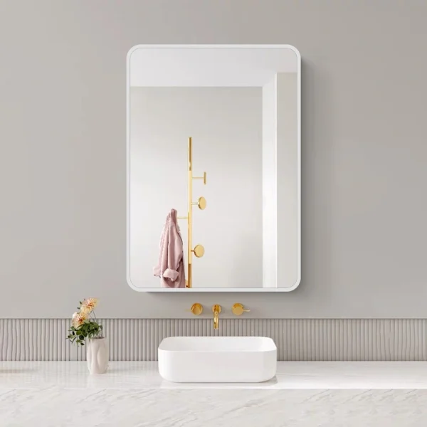 AAZJ 24-in x 32-in Surface/Recessed Mount White Mirrored Soft Close Medicine Cabinet
