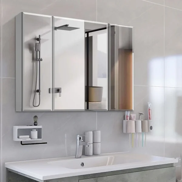 AAZJ AS 36-in x 26-in Surface/Recessed Mount Sliver Mirrored Soft Close Medicine Cabinet