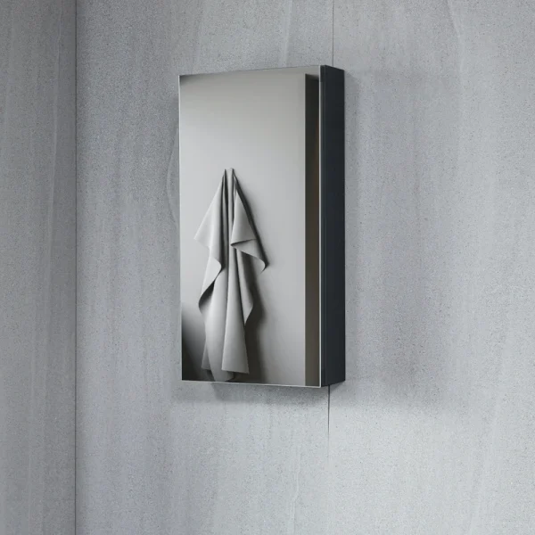 AAZJ KA 15-in x 24-in Surface/Recessed Mount Black Mirrored Soft Close Medicine Cabinet