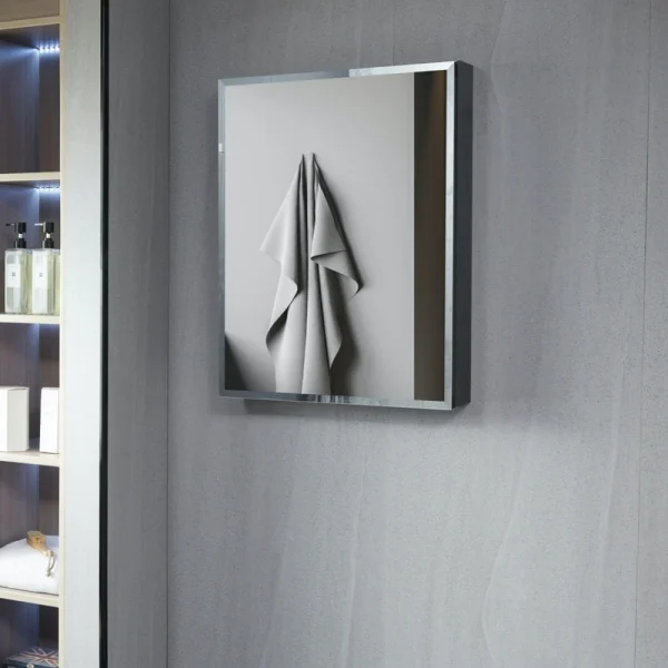 AAZJ KA 23-in x 30-in Surface/Recessed Mount Black Mirrored Soft Close Medicine Cabinet