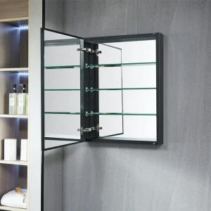AAZJ KA 30-in x 26-in Surface/Recessed Mount Black Mirrored Soft Close Medicine Cabinet