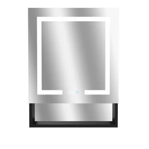 AAZJ V5 24-in x 32-in Lighted LED Fog Free Surface/Recessed Mount Black Mirrored Soft Close Medicine Cabinet