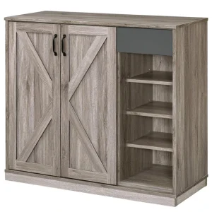 ACME FURNITURE Toski 45-in W x 40-in H Wood Composite Rustic Gray Oak Freestanding Utility Storage Cabinet
