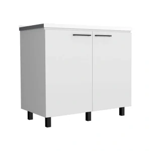 Adrinfly 39.37 in. W x 20.67 in. D x 35.04 in. H Freestanding Utility Base Cabinet with Stainless Steel Countertop and Door