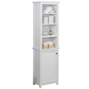 Alaterre Furniture 17-in x 65-in x 13-in White Wood Freestanding Linen Cabinet
