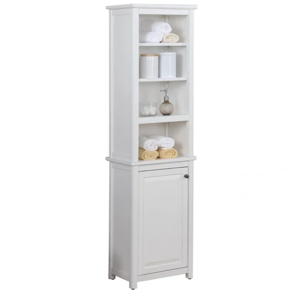 Alaterre Furniture 17-in x 65-in x 13-in White Wood Freestanding Linen Cabinet