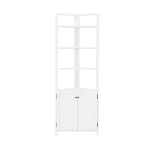 Alaterre Furniture 25-in x 68-in x 18-in White Wood Freestanding Corner Linen Cabinet