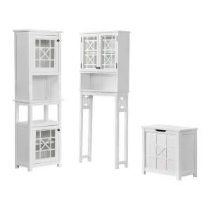 Alaterre Furniture 27-in x 37-in x 8-in White Wood Wall-mount Linen Cabinet T726926825