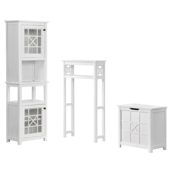 Alaterre Furniture 27-in x 44-in x 8-in White Wood Freestanding Linen Cabinet