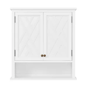 Alaterre Furniture Coventry 27-in x 29-in x 8-in White Wood Wall-mount Linen Cabinet