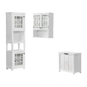 Alaterre Furniture Derby 27-in x 29-in x 8-in White Wood Wall-mount Linen Cabinet