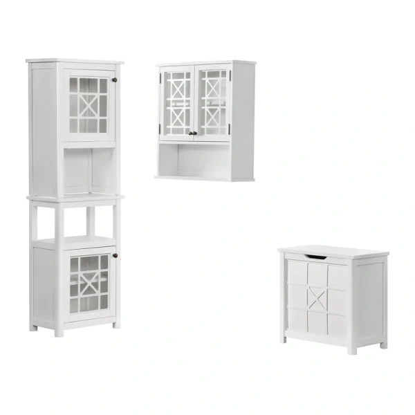 Alaterre Furniture Derby 27-in x 29-in x 8-in White Wood Wall-mount Linen Cabinet