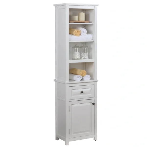Alaterre Furniture Dorset 17-in x 65-in x 13-in White Wood Freestanding Linen Cabinet