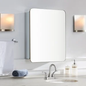 allen + roth 20-in x 26-in Surface/Recessed Mount Gold Mirrored Soft Close Medicine Cabinet
