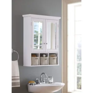 allen + roth 24.75-in x 30.25-in Surface Mount White Mirrored Soft Close Medicine Cabinet