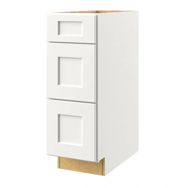 allen + roth Aveley 12-in W x 34.5-in H x 24-in D Linen 3-Drawer Base Fully Assembled Cabinet (Flat Panel Style)
