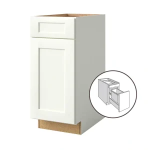 allen + roth Aveley 15-in W x 34.5-in H x 24-in D Linen 1-Drawer Pull-out Wastebasket Base Fully Assembled Cabinet (Flat Panel Shaker Style)