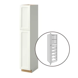 allen + roth Aveley 15-in W x 84-in H x 24-in D Linen Pantry Fully Assembled Cabinet (Flat Panel Shaker Door Style)